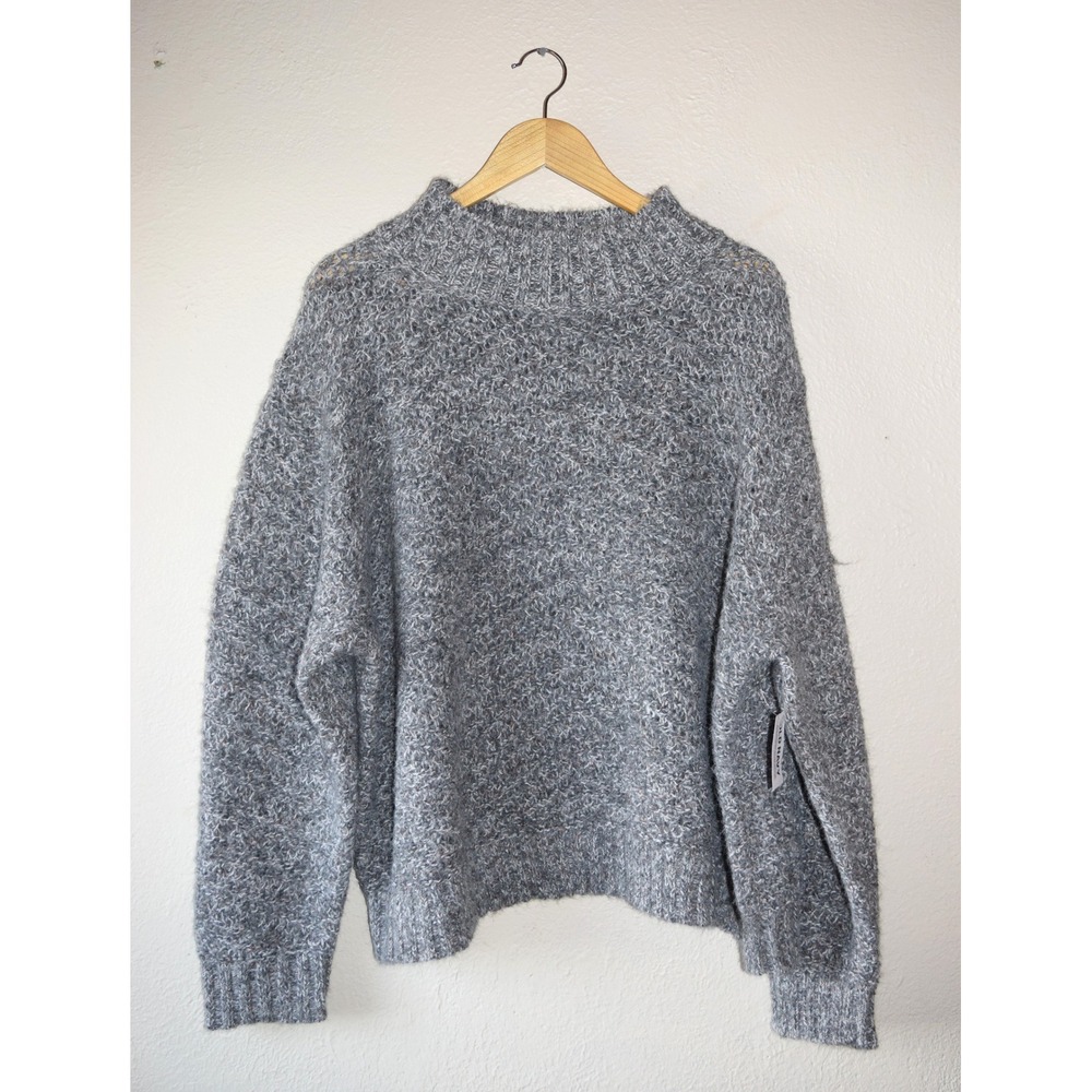 Old Navy Boucle Mock Neck Sweater Women 3X Gray NEW Oversized Wool Blend Knit